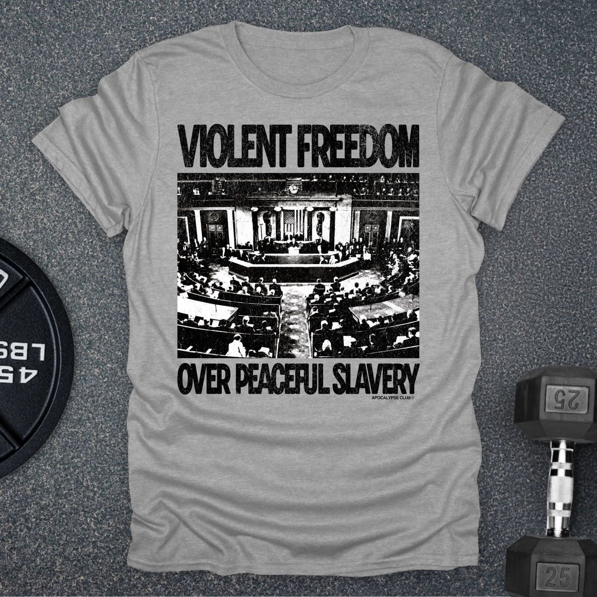 Apocalypse Club Violent Freedom Sport Grey gym t-shirt