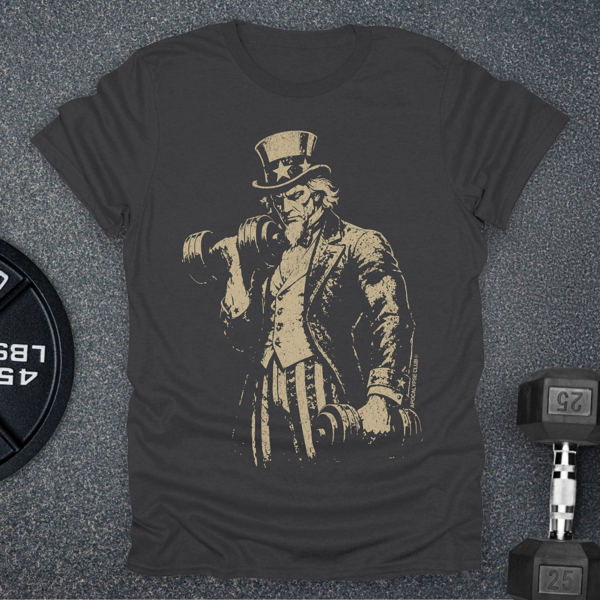 Apocalypse Club Uncle Sam Iron Charcoal gym t-shirt
