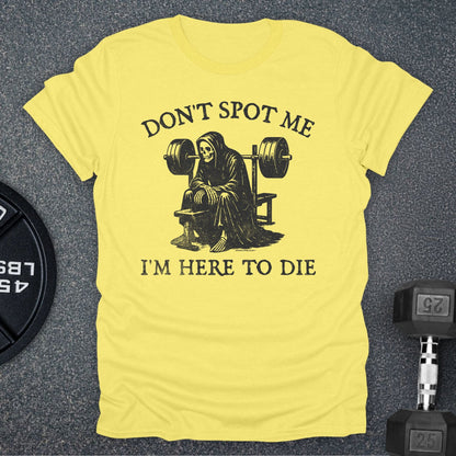 Apocalypse Club Don't Spot Me Reaper Cornsilk gym t-shirt
