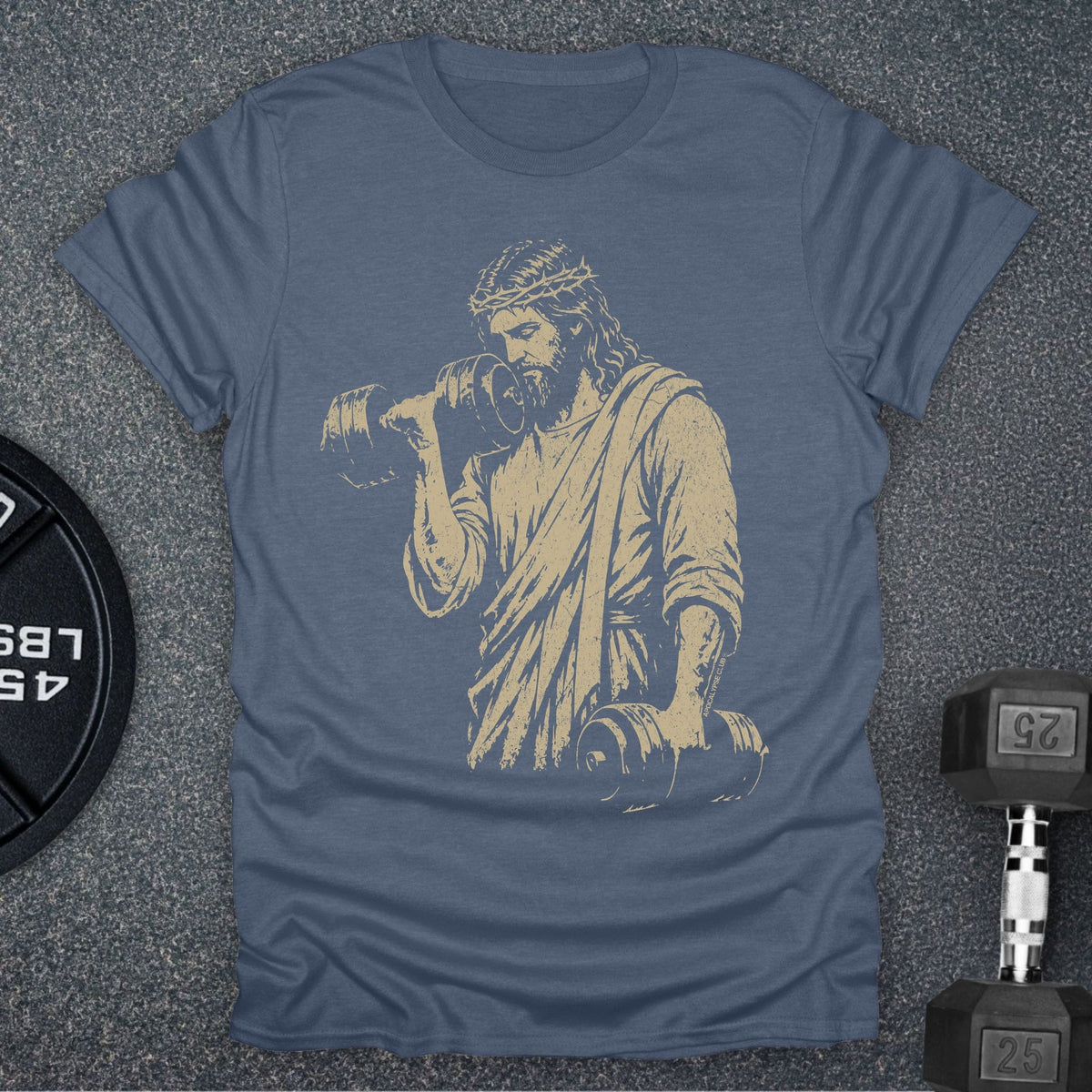 Apocalypse Club Iron Sharpens Iron Heather Indigo gym t-shirt