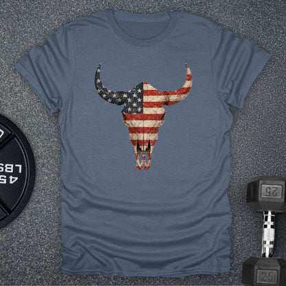 Apocalypse Club USA Bison Skull Heather Indigo gym t-shirt