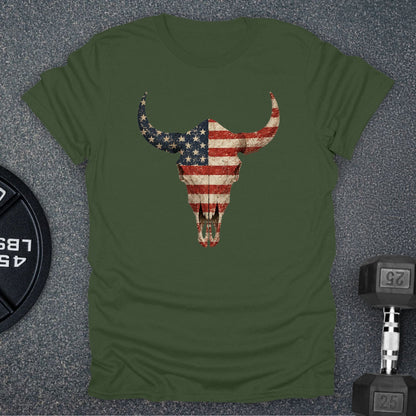 Apocalypse Club USA Bison Skull Military Green gym t-shirt