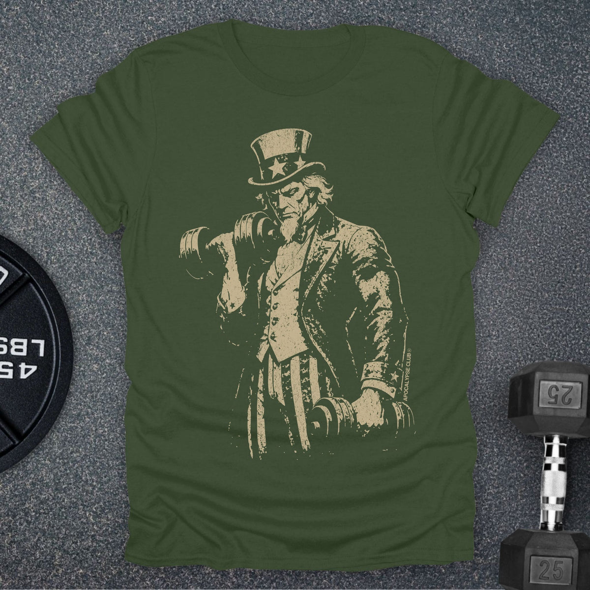 Apocalypse Club Uncle Sam Iron Military Green gym t-shirt