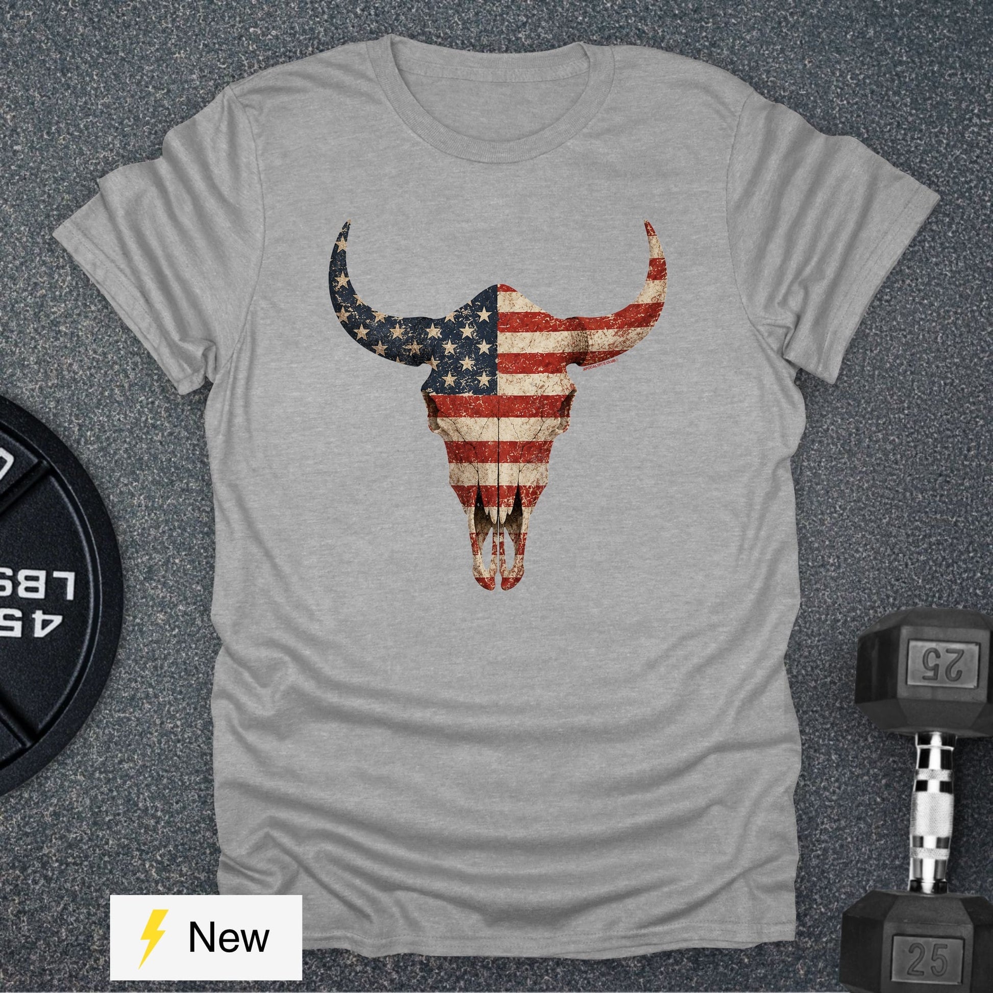 Apocalypse Club USA Bison Skull Sport Grey gym t-shirt