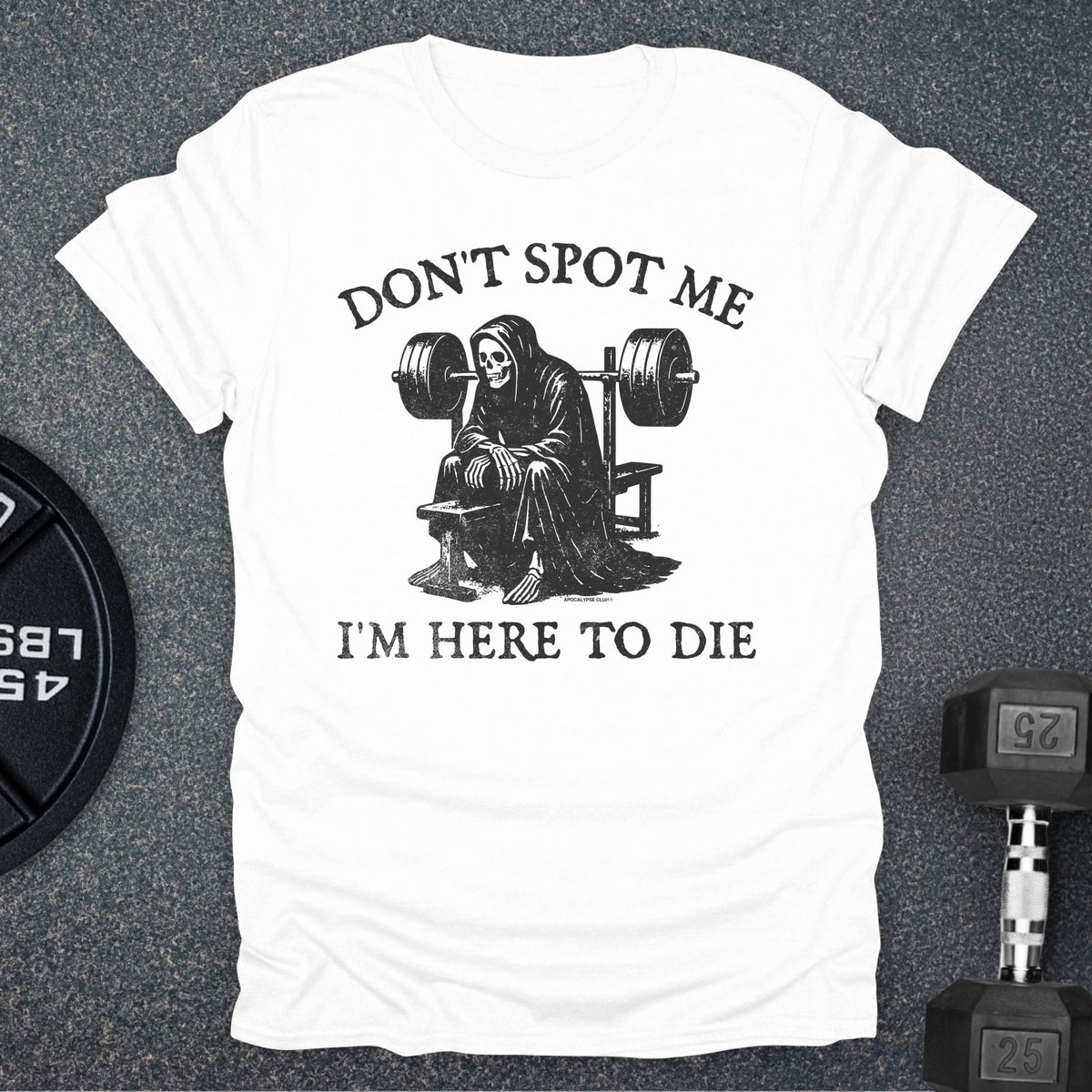 Apocalypse Club Don't Spot Me Reaper White gym t-shirt