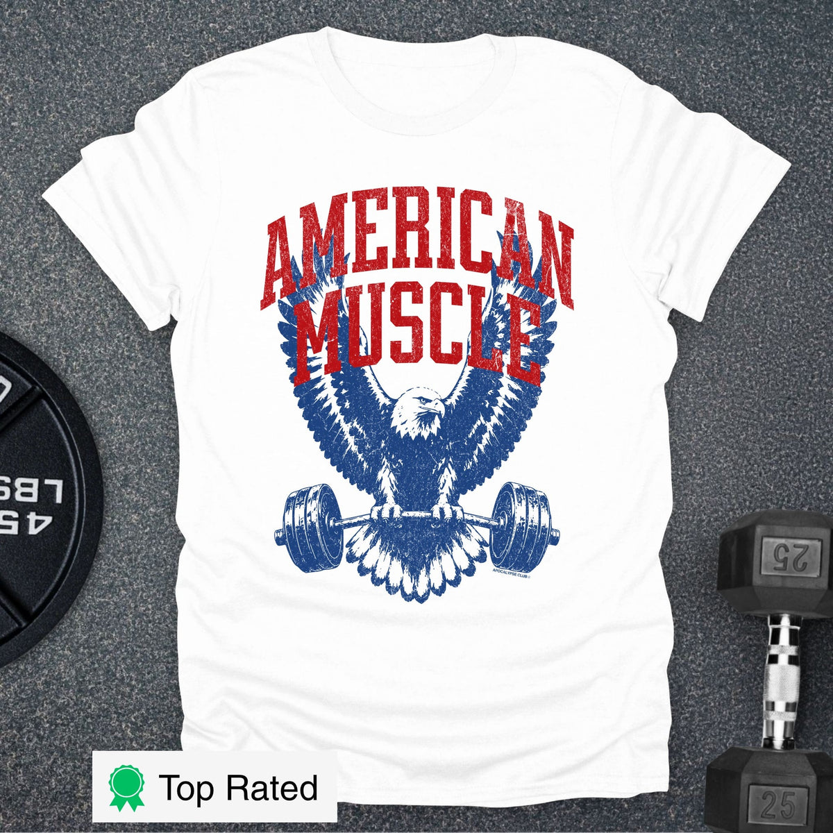 Apocalypse Club American Muscle Eagle White gym t-shirt