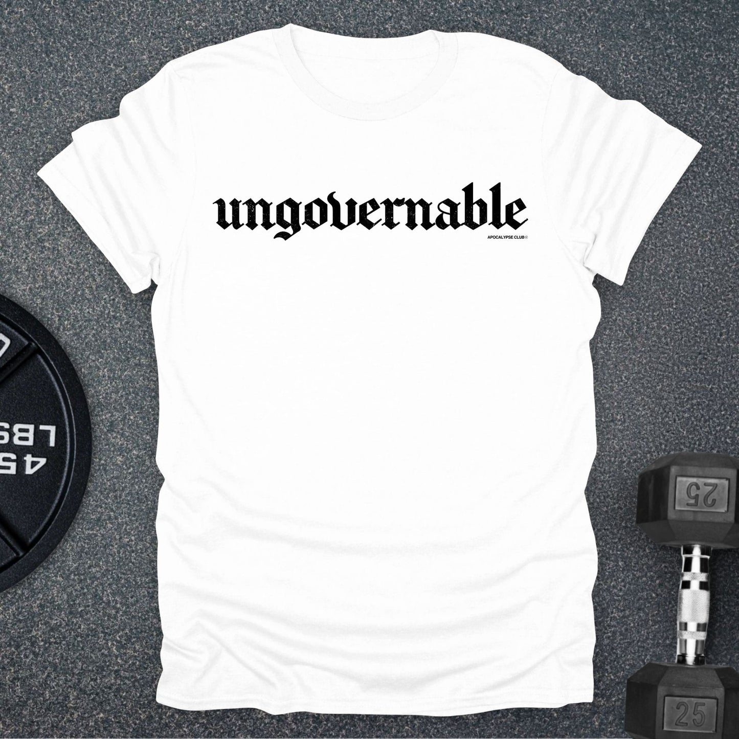 Apocalypse Club Ungovernable DNA White gym t-shirt